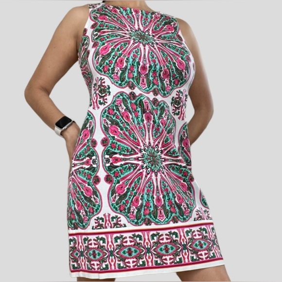 London Times Dresses & Skirts - London Times- Pink and Green Floral Dress Size 4